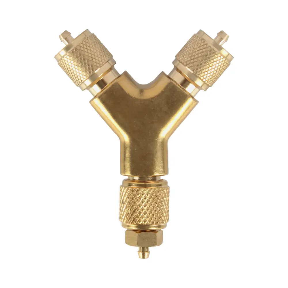 CT-LY14 – 2×1/4"M to 1×1/4" FE Quick "Y" Recovery Fitting