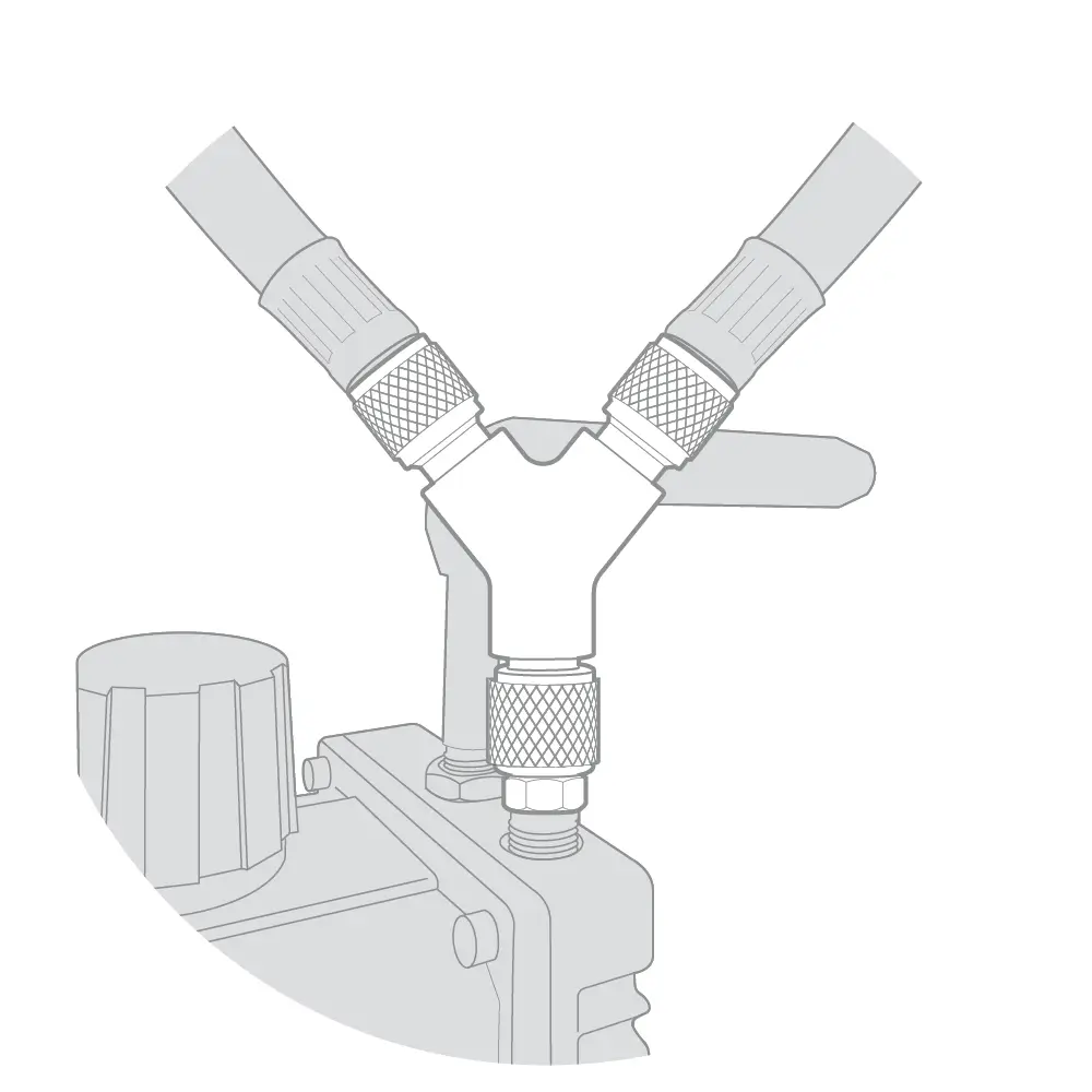 CT-LY14 – 2×1/4"M to 1×1/4" FE Quick "Y" Recovery Fitting